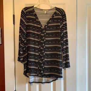 Dana Buchman long sleeve, V-neck blouse